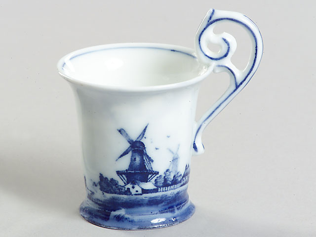 Signed Delft China Espresso Cup with the Windmill Decoration