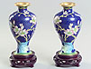 Lovely Pair of Cloisonne Vases on Lacquered Stands