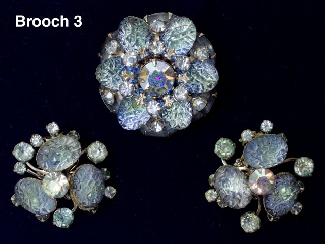 Vintage Brooch & Earring Set w/ Aurora Borealis Center Piece