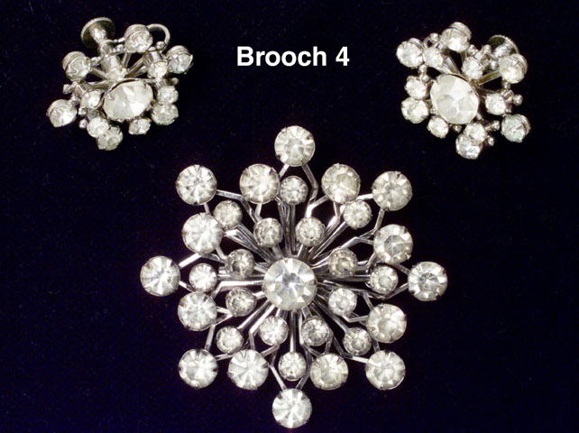 Vintage Rhinestone Brooch & Earrings