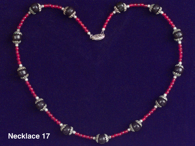 18" Red, Silver & Black Necklace with silver safety clasp