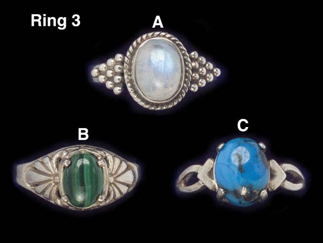 Sterling Silver Rings with Opal, Malachite or Turquoise